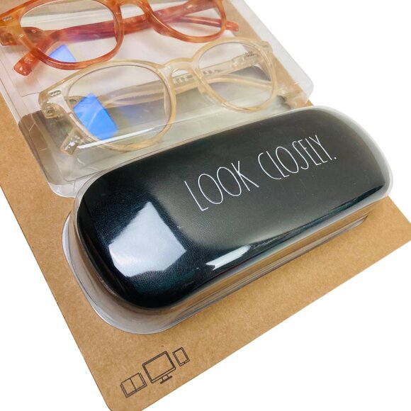 Rae Dunn Blue Light Blocking Reading Glasses 2-Pack w/ Case 0.00 Strength - Picture 3 of 4
